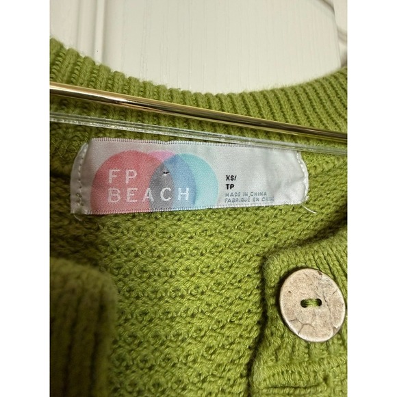 FP Beach Green Waffle Knit Henley Sweater & Wide Leg Pants Set XS - Picture 6 of 12